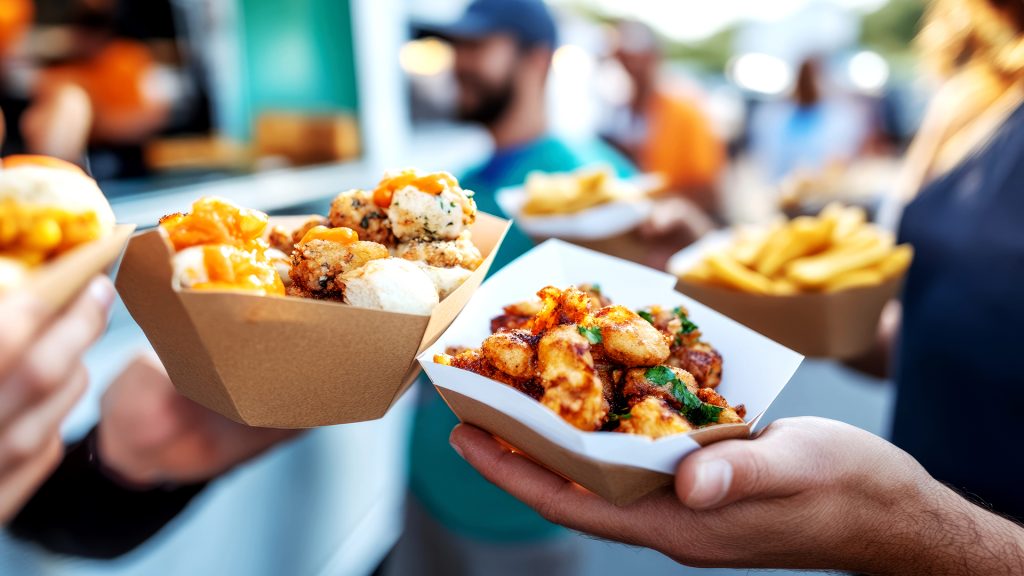 Delicious food truck feast urban street culinary experience vibe