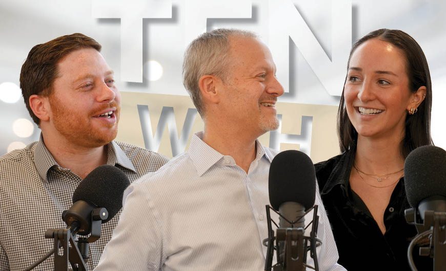 Ben Azulay (center) with Nathan Meisner (left) and Lauryn Sussman (right).