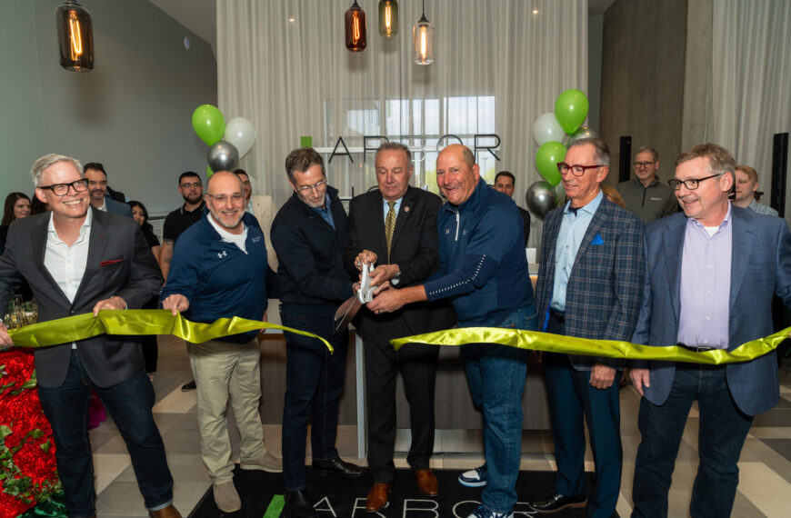 Ribbon cutting for Arbor House Apartments.